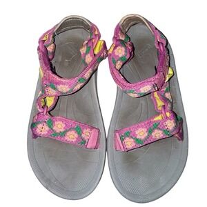 Teva Sandal Kids Girls Pink Floral Size 1 Straps Water Shoes